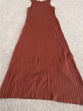 Ribbed Maxi Tank Dress - Rust Brown